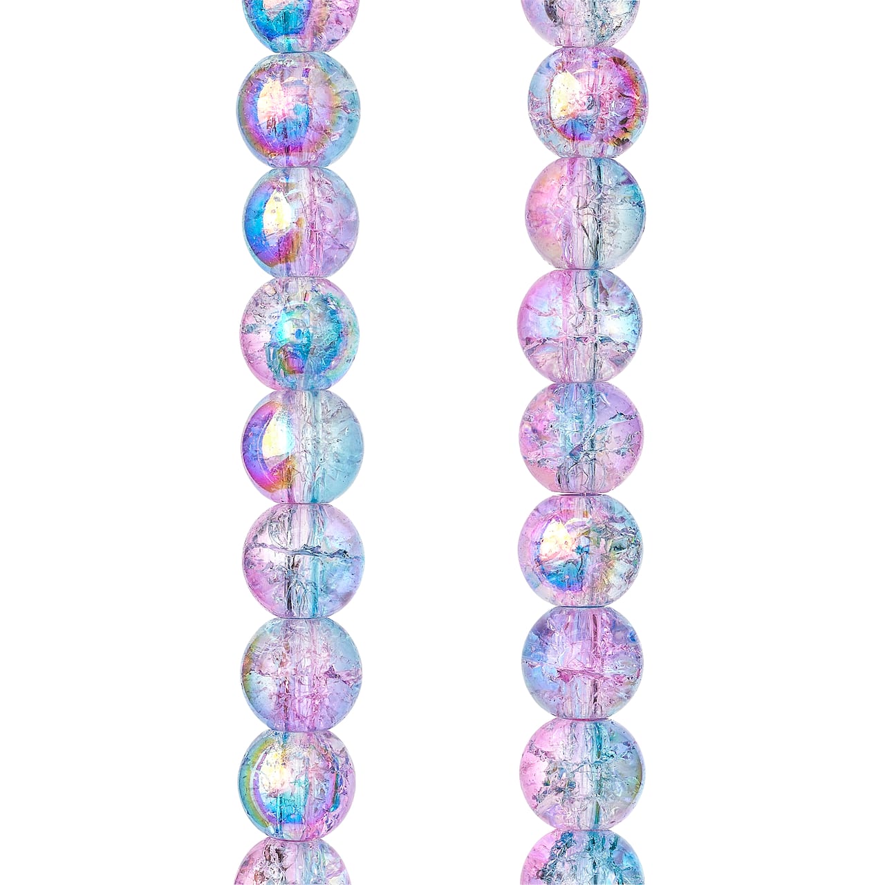 12 Pack: Pink & Blue Crackle Glass Round Beads, 8mm by Bead Landing™